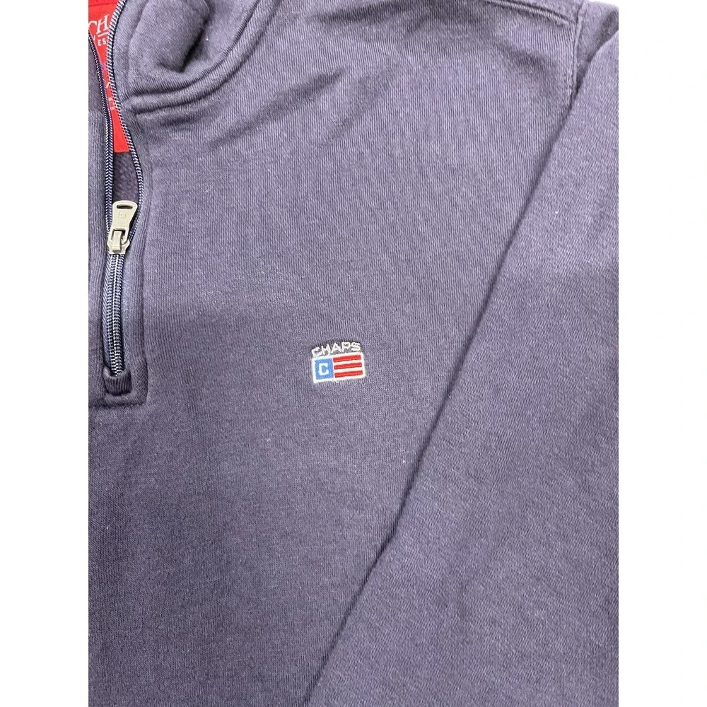 CHAPS Ralph Lauren 1/4‎ Zip Pullover Sweater Men's Size Medium Blue Fleece